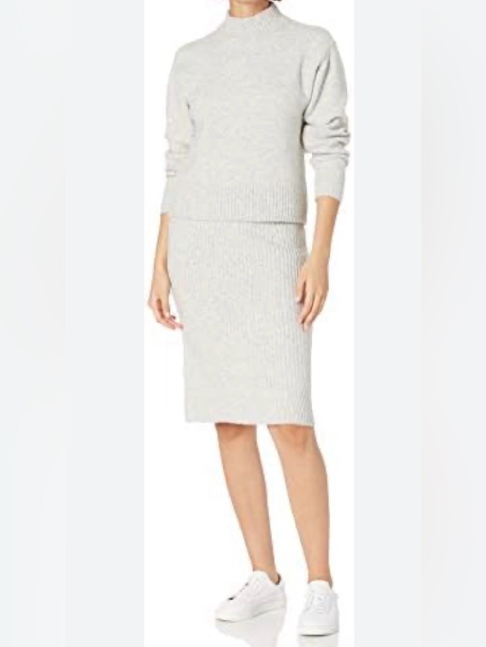 Daily Ritual Knit Pencil Skirt and sweater in Light Gray